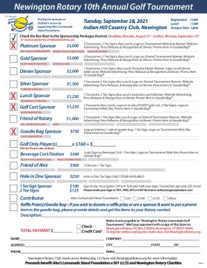 Fillable Online Double Sided Golfer Registration Form 2021 5 Fax Email