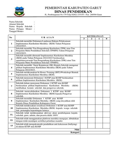 Instrumen Monev Ikm 2022 2023 Final Pdf