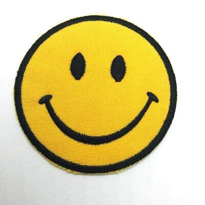 Smiley Smiling Face Retro Boho Hippie Embroidered Iron On Patch 2 75