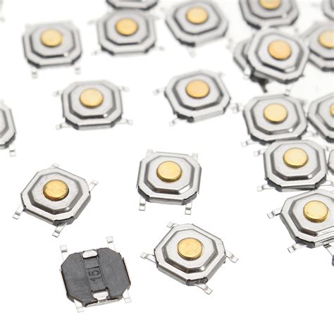 50Pcs DC12V 4 Pins Tact Tactile Push Button Momentary SMD Switch 5x5x1