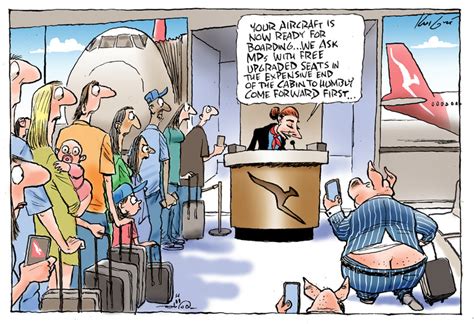 MPS free Qantas upgrades | Australian Political Cartoon – Knight Cartoons