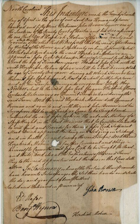 A Colonial Indenture | NCpedia