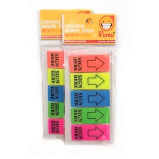 Jual STICKY NOTES SIGN HERE PANAH TANDA TANGAN PRONTO 5 WARNA BESAR 100