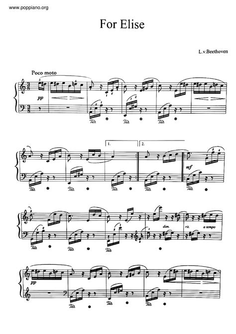 Beethoven Fur Elise Sheet Music Pdf Free Score Download ★