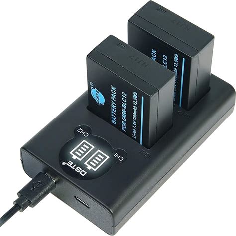 DSTE 2 Pack DMW BLC12 DMW BLC12e Battery Dual USB Quick Charger Kit