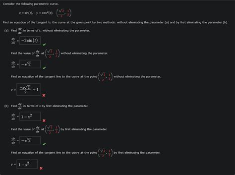 Solved Consider The Following Parametric Curve X Sint