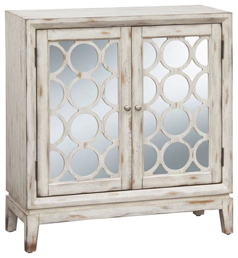 Distressed Vintage White Mirrored Accent Chest - Contemporary - Accent Chests And Cabinets - by ...