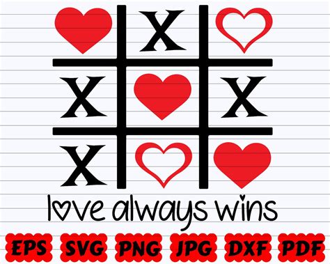 Love Always Wins Svg Tic Tac Toe Svg Valentines Tic Tac Etsy