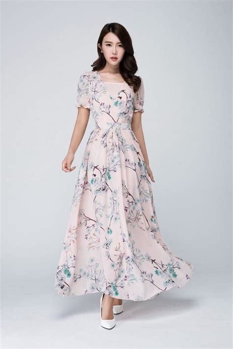 Chiffon Dress Floral Dress Maxi Dress Women Dresses Prom Etsy