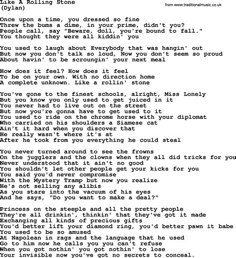 Like A Rolling Stone, by The Byrds - lyrics with pdf