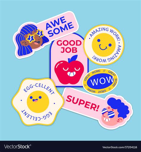 Set great job and good stickers Royalty Free Vector Image