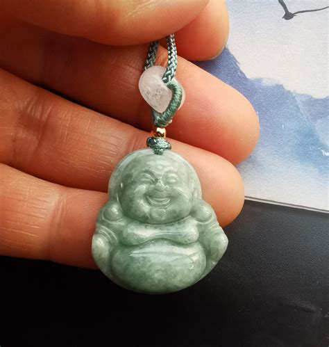 The Laugh Buddha Natural Jadeite Jade Stone Amulet Pendantgrade A