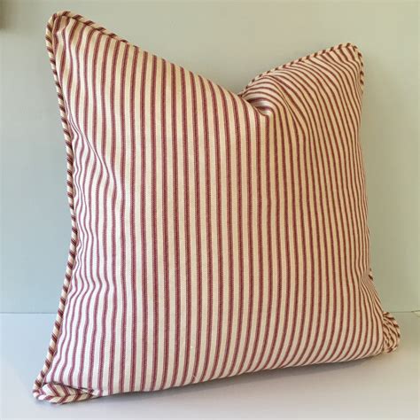 Red Ticking Stripe Throw Pillow Cover 18x18 Southern Ticking Co