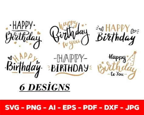 Joyeux Anniversaire Svg Bundle Svg Joyeux Anniversaire Or Etsy France