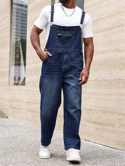 Manfinity Homme Plus Size Men S Denim Bib Overalls Shein South Africa