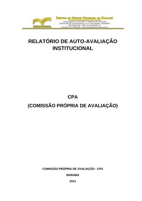 Pdf Relat Rio De Auto Avalia O Institucional Marab Dimens O