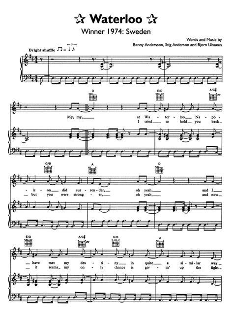 Waterloo Piano Sheet Music Easy Sheet Music