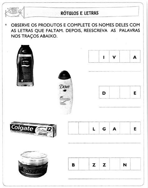 Mundinho da Criança Alfabetização Atividades Trabalhando Rótulos