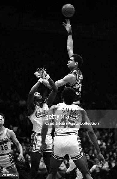 Center Kareem Abdul Jabbar Of The Milwaukee Bucks Tries A Sky Hook