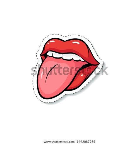 Sexy Womans Half Open Mouth Lips Licking Stock Vector Royalty Free