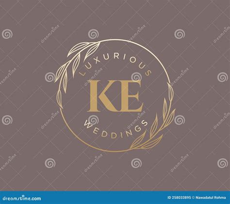 Ke Initials Letter Wedding Monogram Logos Template Hand Drawn Modern