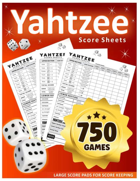 Buy Yahtzee Score Sheets: 750 Large Print Score Sheets with Size 8.5 x 11 inches, Yahtzee Score ...