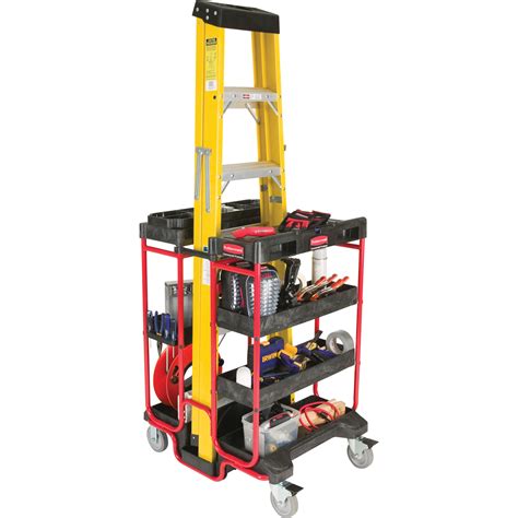 Rubbermaid Ladder Cart Trolley With Shelves Tool Holders