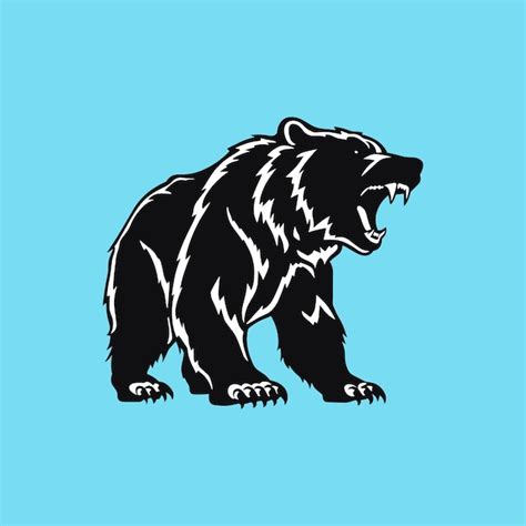 Premium Vector | Bear silhouette growling angry bear vector icon