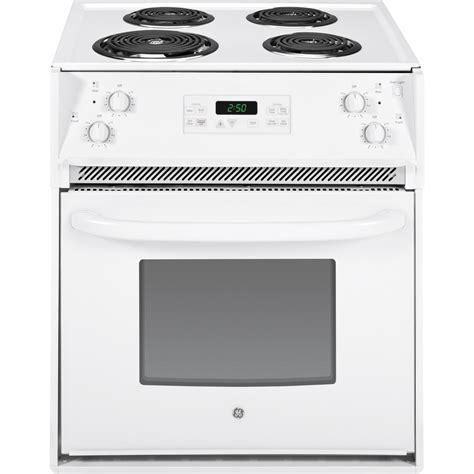 Ge 27 In 3 Cu Ft Self Cleaning Drop In Electric Range White At