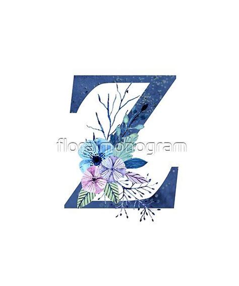 Monogram N Wild Blue Flowers Par Floralmonogram Redbubble