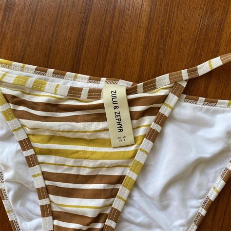 Zulu And Zephyr Stripey Bikini Bottoms Marked Size Depop