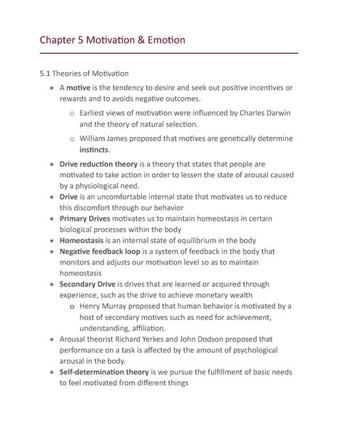 Chapter 5 Motivation And Emotion Chapter 5 Motivation And Emotion 5