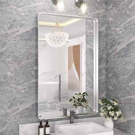 TOOLKISS 24 In W X 36 In H Rectangular Aluminum Framed Wall Bathroom