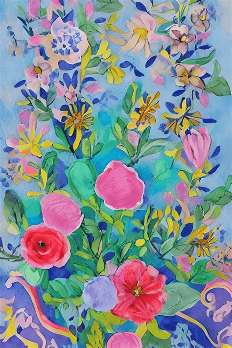 Pastel Floral Folk Art Watercolor · Creative Fabrica