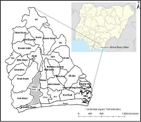 Map of Nigeria Showing the Location of Akwa Ibom State (Study Area ...