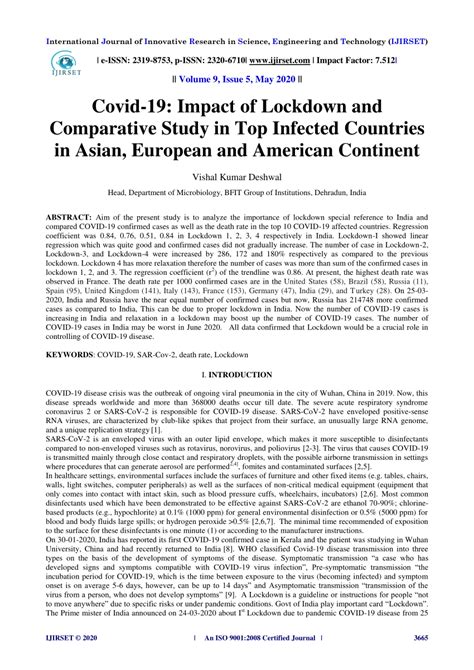 Pdf Covid Impact Of Lockdown And Comparative Study In Top