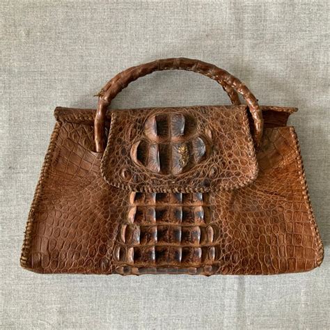 Sac Main Vintage Crocodile Alligator Ann Es Cuir Etsy