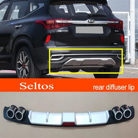 Seltos ABS Plastic Silver Black Car Rear Bumper Rear Diffuser Spoiler