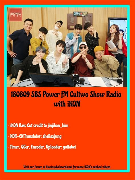 Ikon Sbs Power Fm Cultwo Show Radio 180809 [eng Sub] R Ikon