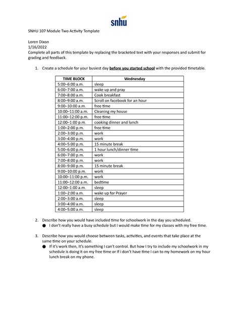 Snhu Module Five Activity Template