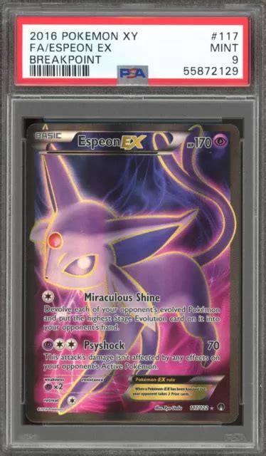 POKÉMON ESPEON EX XY Breakpoint Full Art 117 PSA 9 comme neuf EUR 26