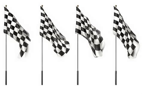 Premium Photo Set Of Checkered Flags Isolated On Background