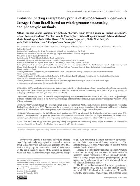 PDF Evaluation Of Drug Susceptibility Profile Of Mycobacterium