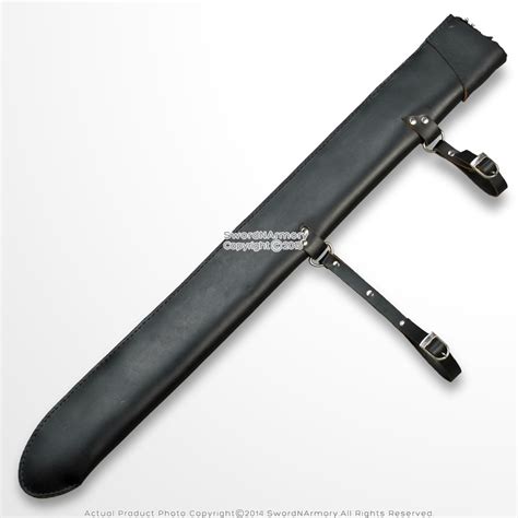 34 Black Faux Fur Lined Medieval Sword Scabbard Larp Cosplay Carrying Sheath