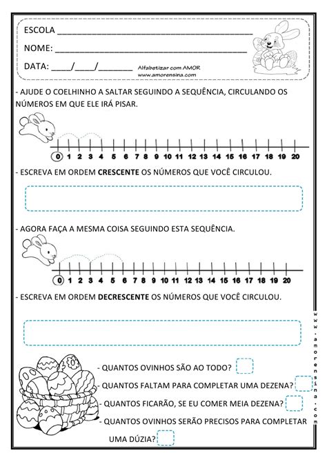 ATIVIDADES SOBRE ORDEM CRESCENTE E DECRESCENTE