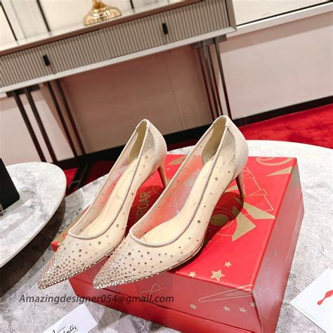 Christian Louboutin Follies Strass Pumps 70mm In Nude Mesh Model