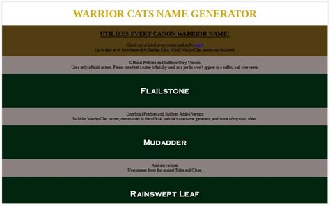 Warrior Cats Name Generator