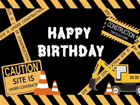 Construction Theme Boy Happy Birthday Backdrop Cake Table Decorations