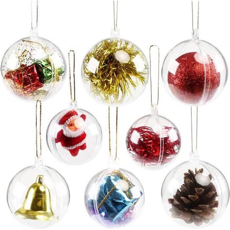 Lot de 15 Boules de Noël Transparente à Remplir Boules de Décoration en