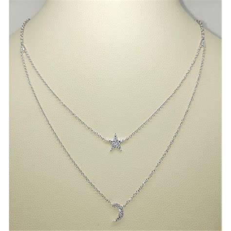 Windy City Signature K Wg Diamond Star Moon Necklace W Windy